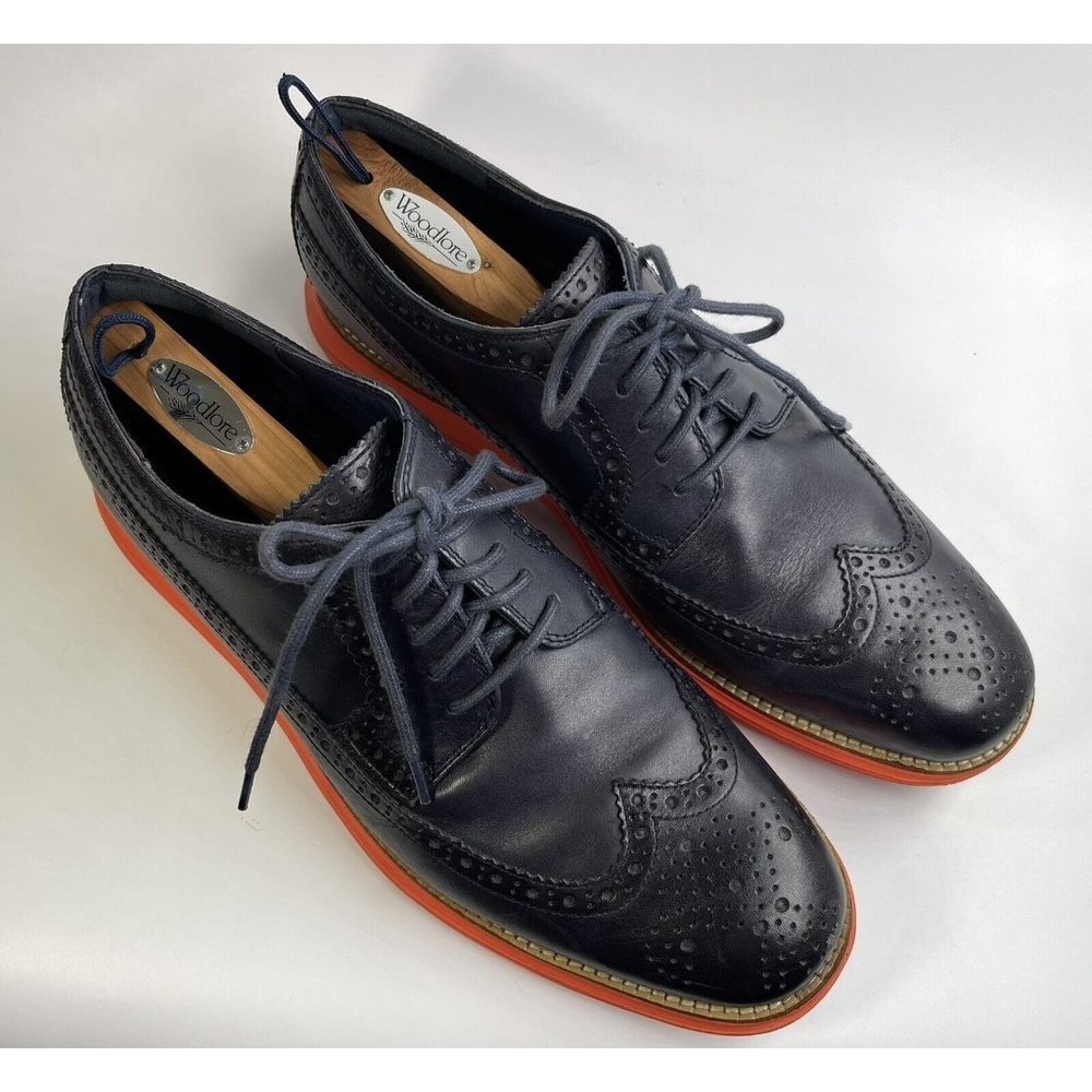 COLE HAAN Charcoal Perforated Leather Wingtip Lace Up Shoes Size 11M EUR 45